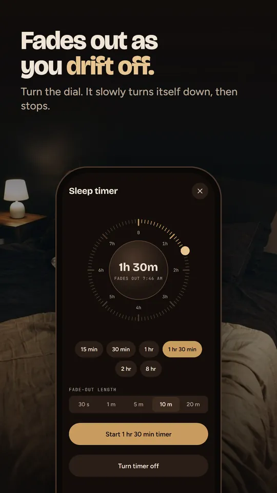 The sleep timer dial. It slowly turns itself down, then stops.